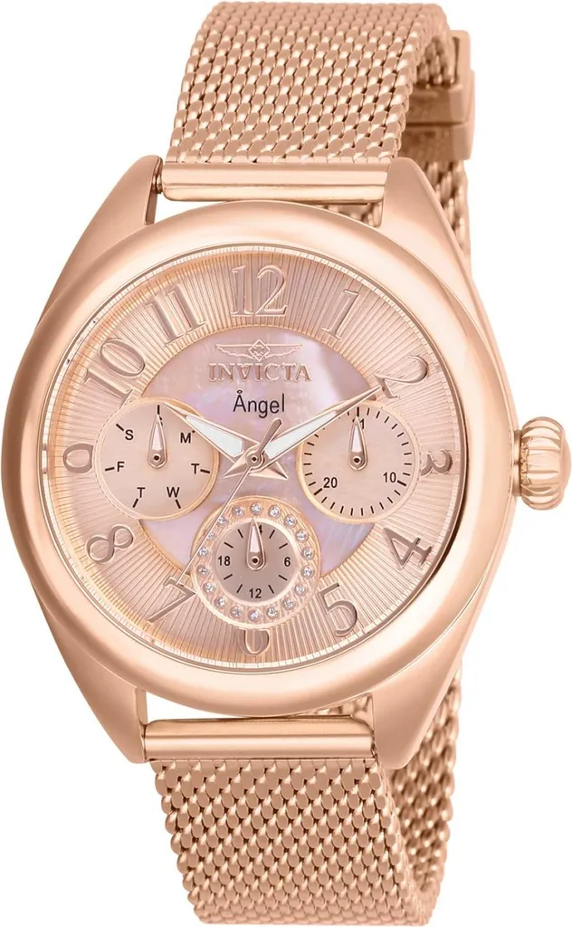 Invicta Angel 27454 Orologio da Donna - Impermeabile - Analogico - Movimento Quarzo - acciaio inossidabile con quadrante oro rosa - 35mm