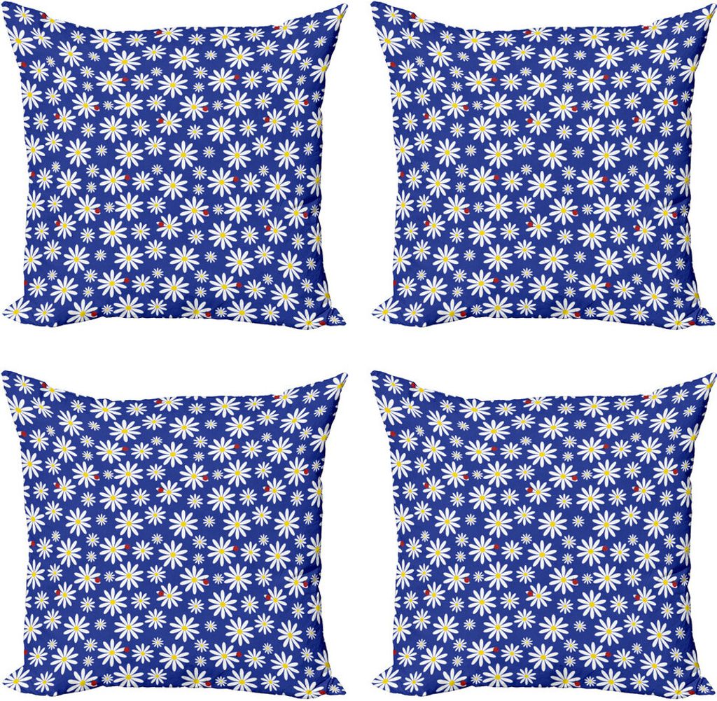 ABAKUHAUS Marienkäfer Kissenbezug Set (4 Stück), Gänseblümchen Frühlings-Bugs, Moderner Doppelseitiger Digitaldruck, 60 cm x 60 cm, Vermilion ...