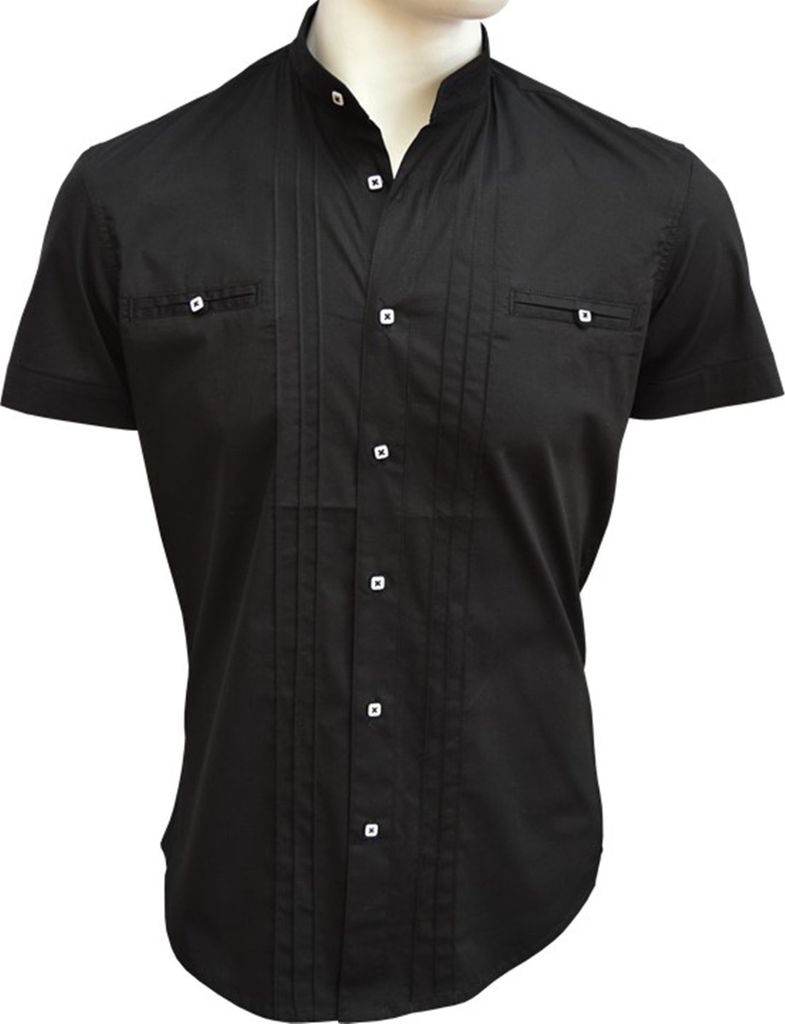 Brandneu Designer Kurzarm Hemd Stehkragen CARISMA uni CRM9006 Schwarz XL