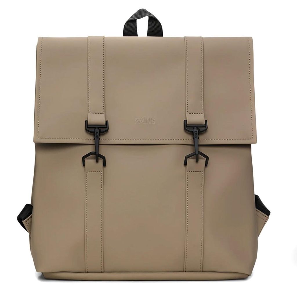 Rains MSN Bag Mini W3 Rucksack, Beige, wasserdicht, 13 L Volumen, 34x31x12 cm