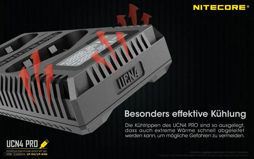 Chargeur Rapide Nitecore UCN4 PRO avec Écran LCD pour Gamme Canon 1D - 9