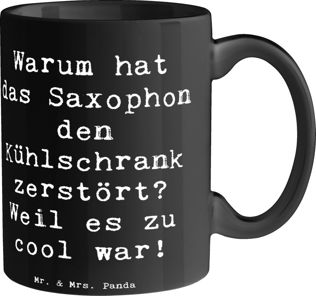 Mr. & Mrs. Panda Becher Spruch Saxophon Kühlschrank - Schwarz - Geschenk, Cool, Blues, Kaffeetasse, Trinkbecher, Pott, Musiker, Bürotasse, Tasse,...