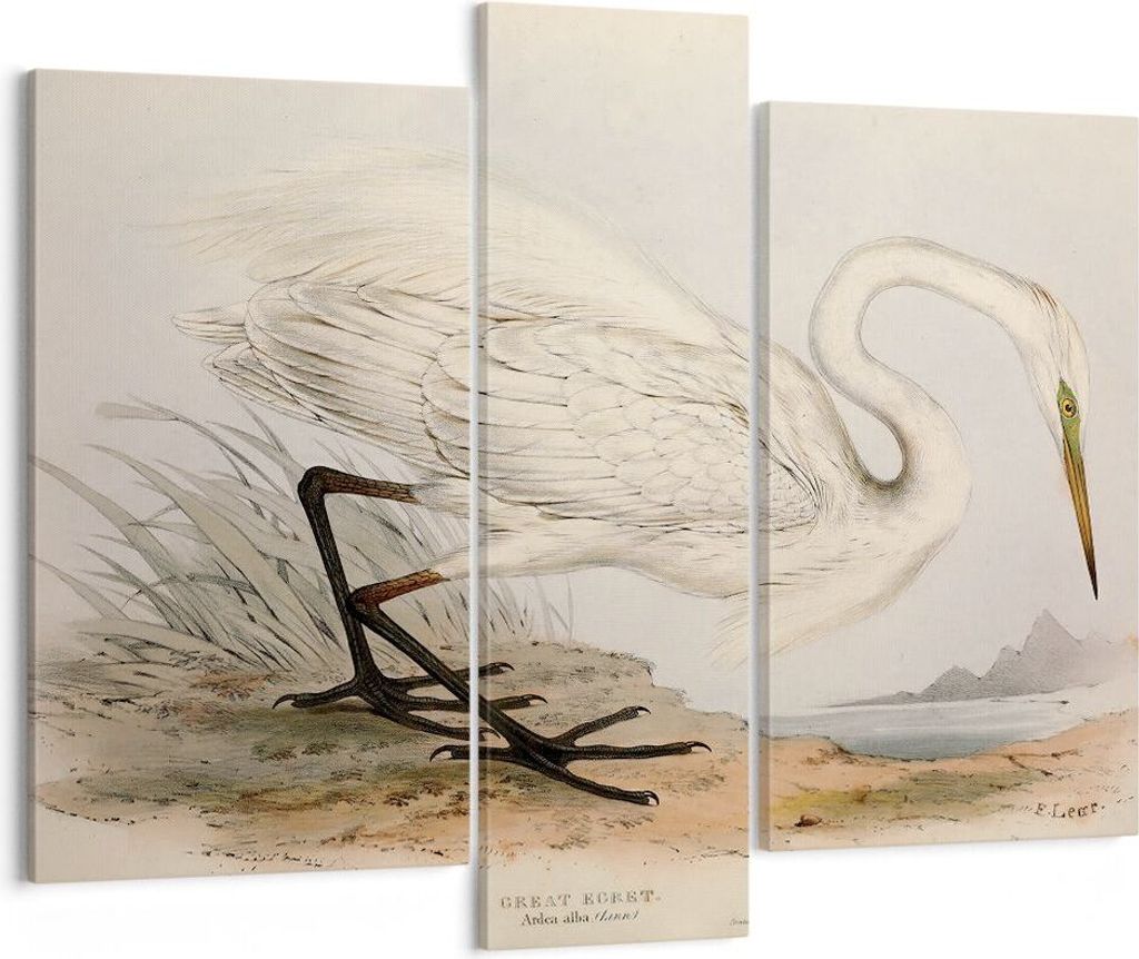 Bild auf Leinwand - Leinwandbild - 3 Teile - Vogel Weiß Reiher - 95x80cm - Wand Bild - Wanddeko - Wandbilder - Leinwanddruck - Bilder - Wanddekora...