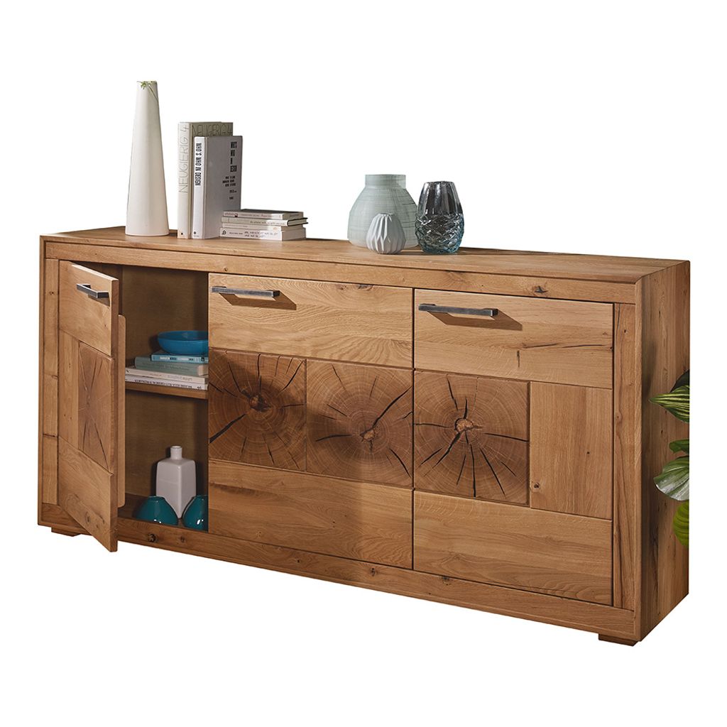 Sideboard 3-türig, Wildeiche massiv geölt, montiert, WINNIPEG-69