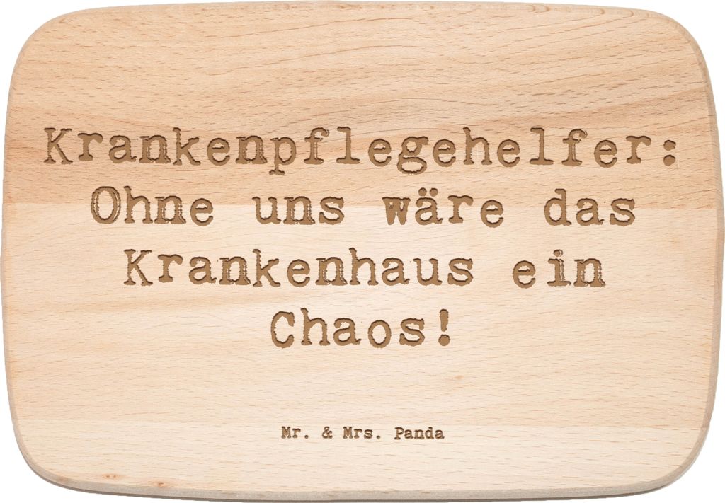 Mr. & Mrs. Panda Buchenholz Schneidebrett Spruch Krankenpflegehelfer Chaos - Transparent - Geschenk, Gesundheit, servierbrettchen, Beruf, Berufslie...