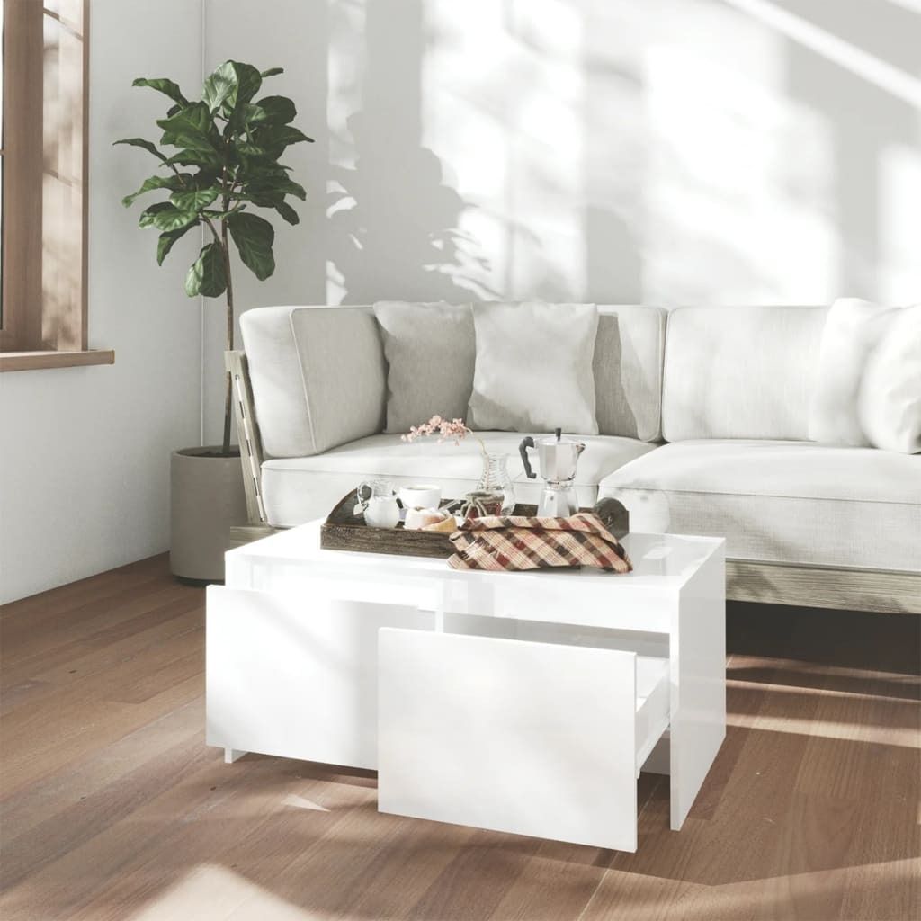 "im Sonderangebot"Couchtisch - CLORIS - Wohnzimmertisch - Robust und langlebig - Hochglanz-Weiß 90x50x41,5 cm Holzwerkstoff - NeuMöbel7320971