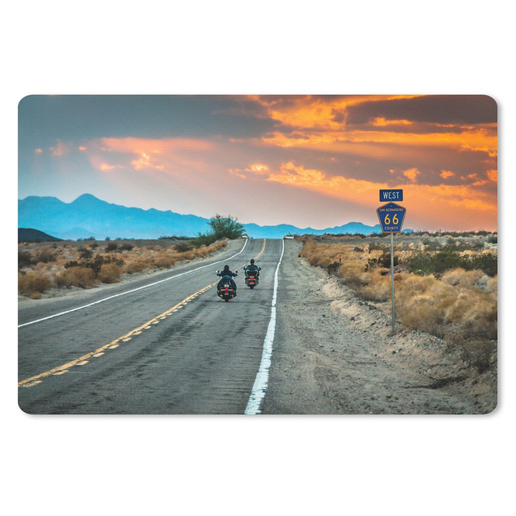 MuchoWow Mauspad Mousepad Zwei Motorräder auf der Route 66 27x18 cm - Mousepads - Maus Mat - Pad - Mausunterlage - Büroartikel - Desk Matten