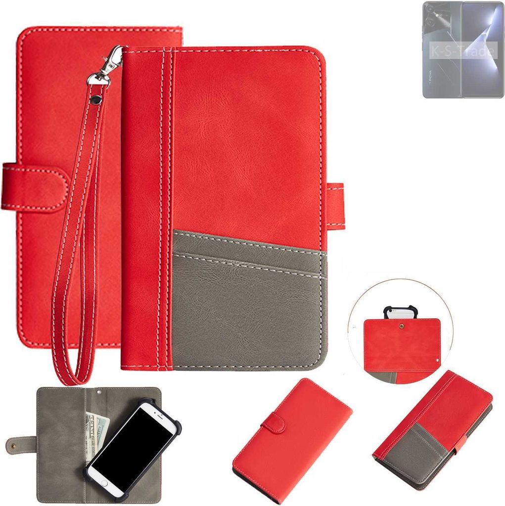 K-S-Trade Handy Schutzhülle für Tecno Pova Neo 3 Hülle Portemonnee Brieftasche Klapphülle Kartenfächer Flip Wallet Case Etui