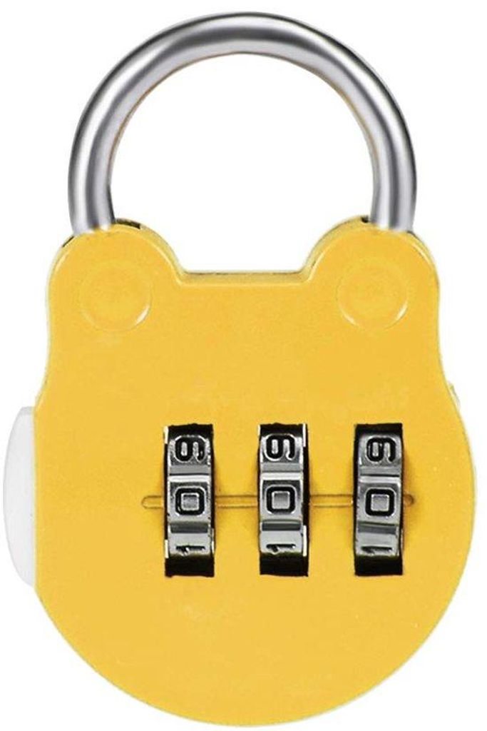 3-Ziffern-Kombinationsschloss, Stahl, 3mm, gelb, Zinklegerung, 1 Pack
