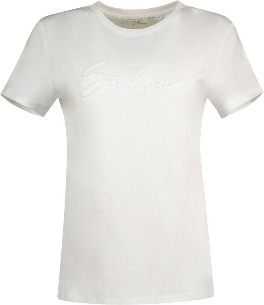 Salsa Jeans Logo Embroidery Kurzarm-t-shirt Weiß L Frau Weiß L