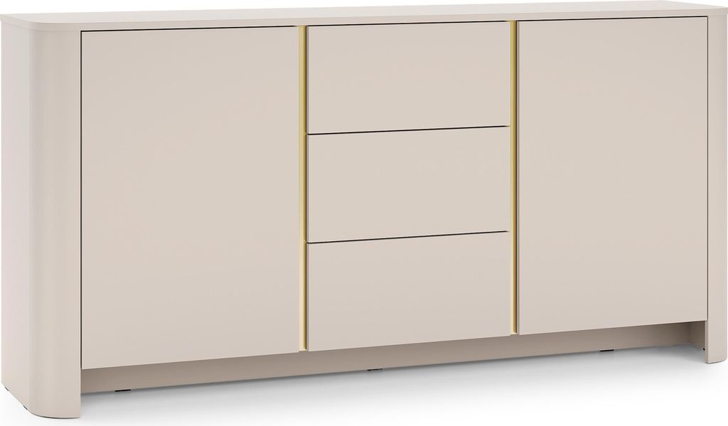 Masseno Kommode AVORIO 168 cm Sideboard mit 3 Schubladen und 2 Türen für Wohnzimmer Schlafzimmer Modern 168x39x84 cm Kaschmir / Kaschmir