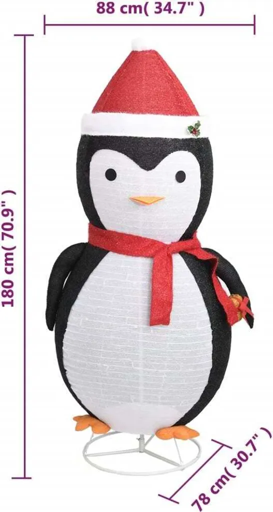 Pingouin Noël LED 180 cm Haute Qualité pour Décoration Durable