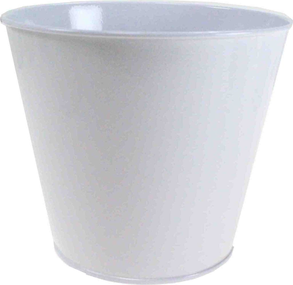 6 Eimer Ø14xH12,5cm Übertopf Blech Metalleimer Zinkeimer Blumentopf Pflanztopf, Farbe:weiß