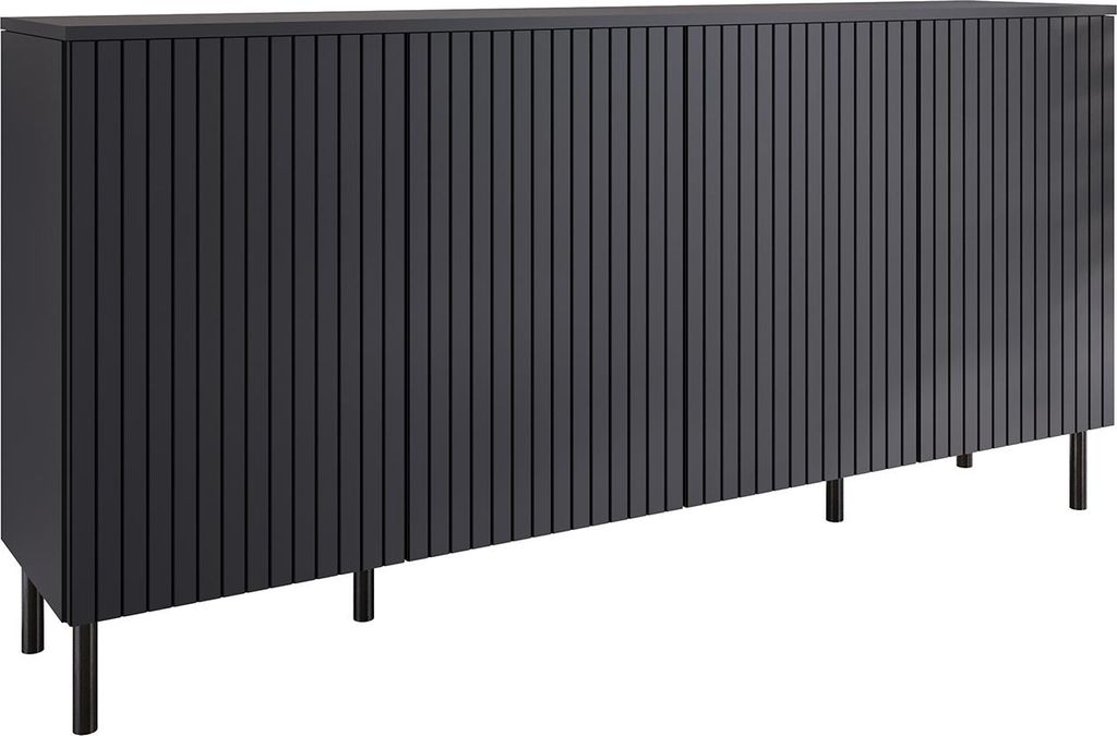 4-türige Kommode Sideboard Beistellschrank XELLO schwarz 200x90x40xcm