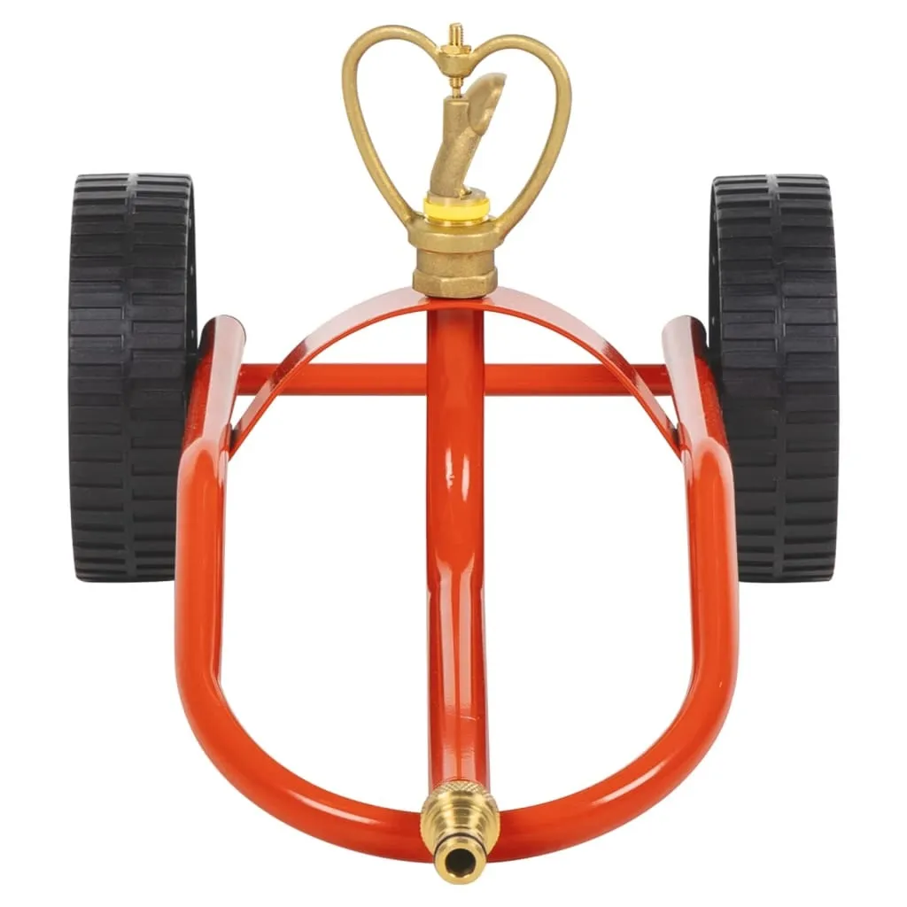 vidaXL Chariot d'arrosage rouge en acier avec tête pivotante et roues