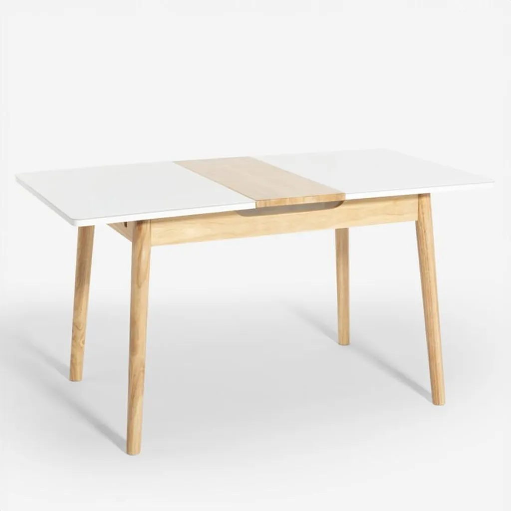 Table à manger bois et verre blanc 110-140cm Pixam modulable et design