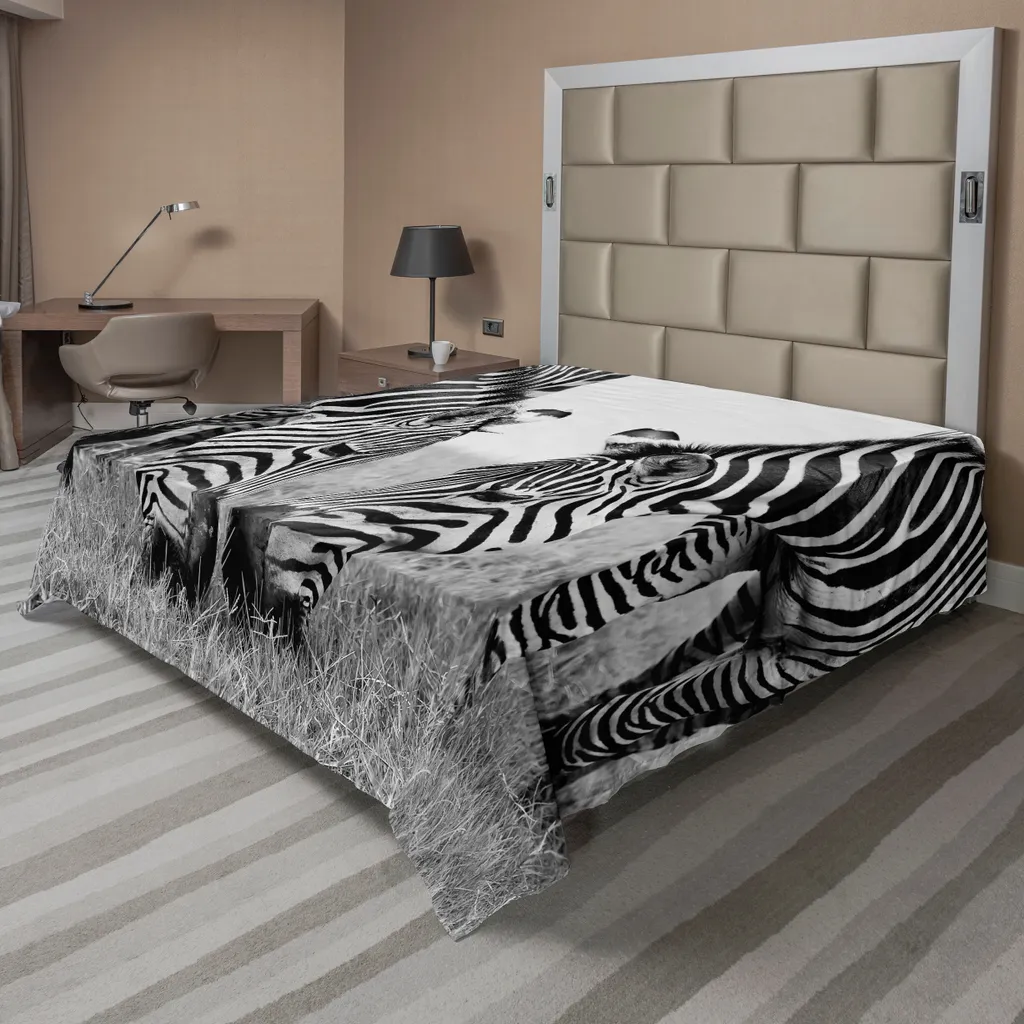 Drap Safari pour Décoration de Chambre, Imprimé Zèbres Noir Blanc