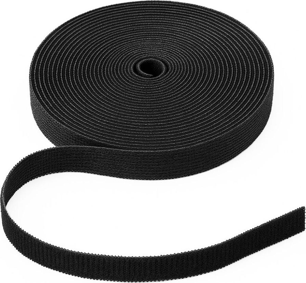Kabelbinder | Klett | Zuschneidbar | Schwarz | 10mm | 10 Meter Rolle