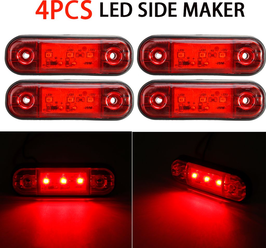 4pcs 12V 24V 3 LED-Markierungsleuchte für die vordere Seitenleuchte Anhänger-LKW-Bus-LKW