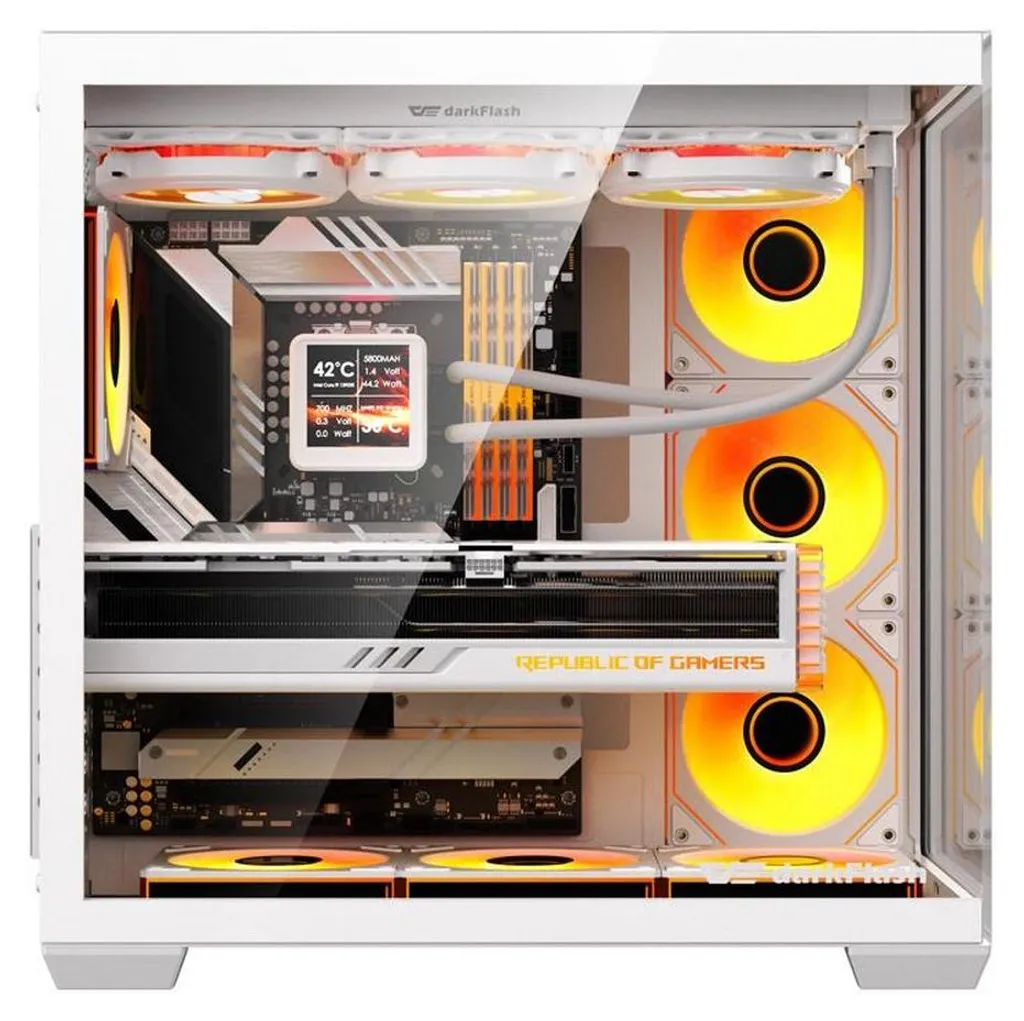darkFlash C280 WHT Boîtier PC pour Configuration Gaming et Streaming ATX