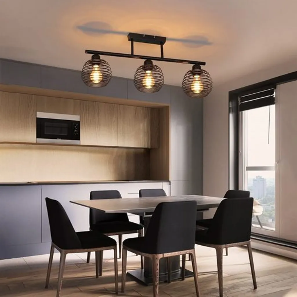 Plafonnier Rétro Noir E27 : Solution Éclairage Compact pour Plafond Bas LED