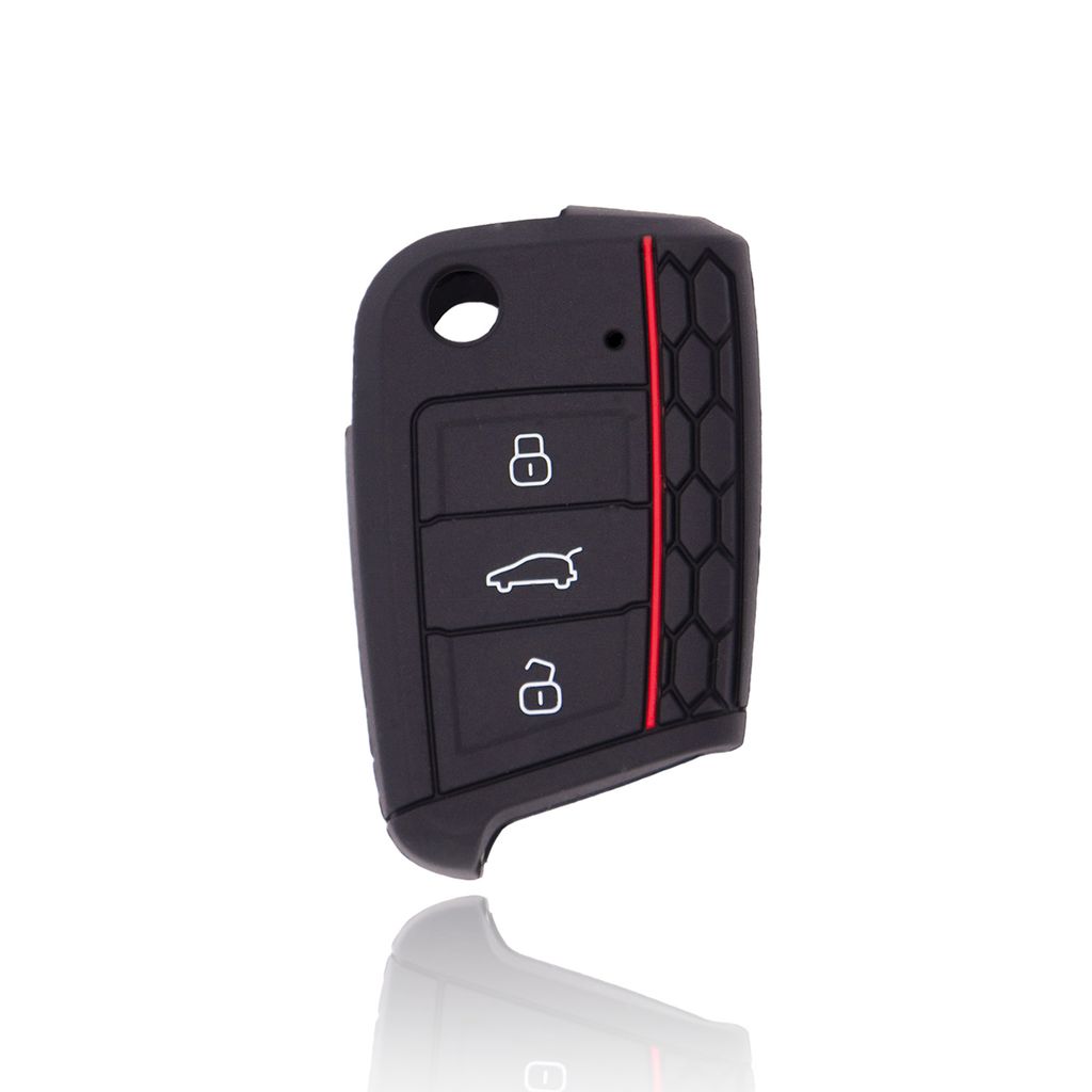 Schlüsselhülle Fernbedienung Cover Schutz für VW Golf 7 für Seat Carbon  Schwarz