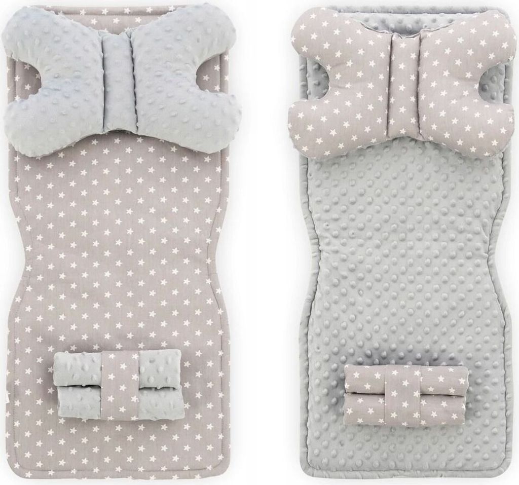Mata do wózka dwustronna 4w1 Grey/White Star Zdjęcie produktu 