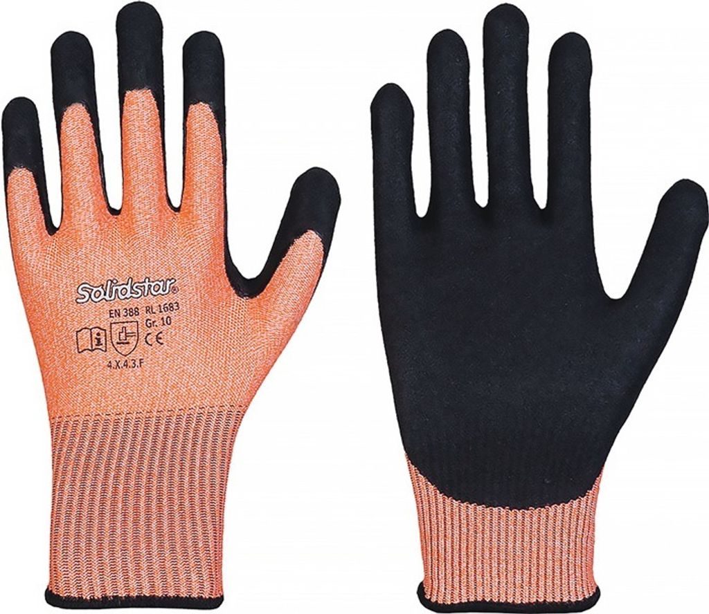 Schnittschutzhandschuhe Solidstar 1683 Gr.9 orange/schwarz EN 388 PSA II 12 PA