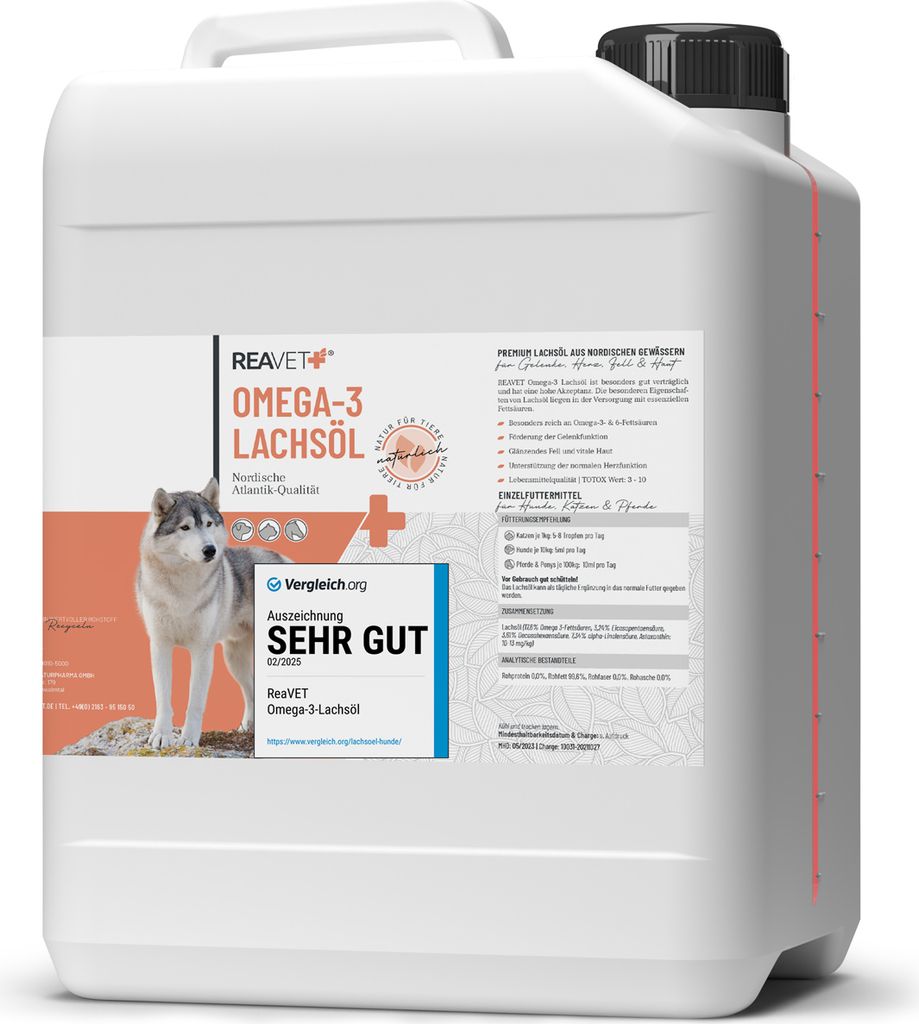 REAVET Lachsöl Hunde, Pferde 5-Liter-Kanister - Reich an Produktbild 