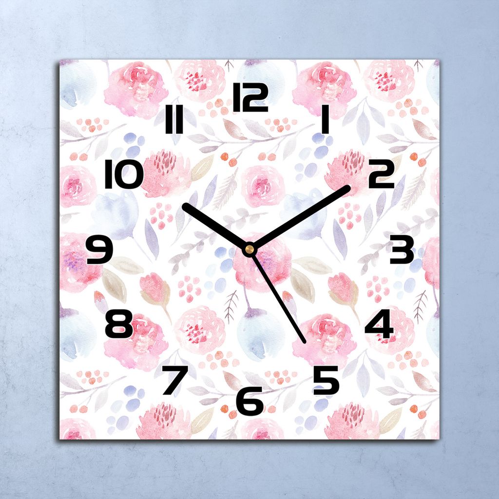 Wanduhr Echt-Glas-Küchenuhr Rose Vintage Quarz Lautlos 30x30 Deko Bilder
