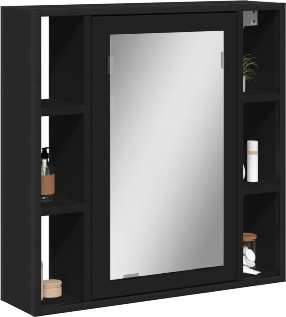 CLORIS Bad-Spiegelschrank Schwarz 60x16x60 cm Holzwerkstoff 2024