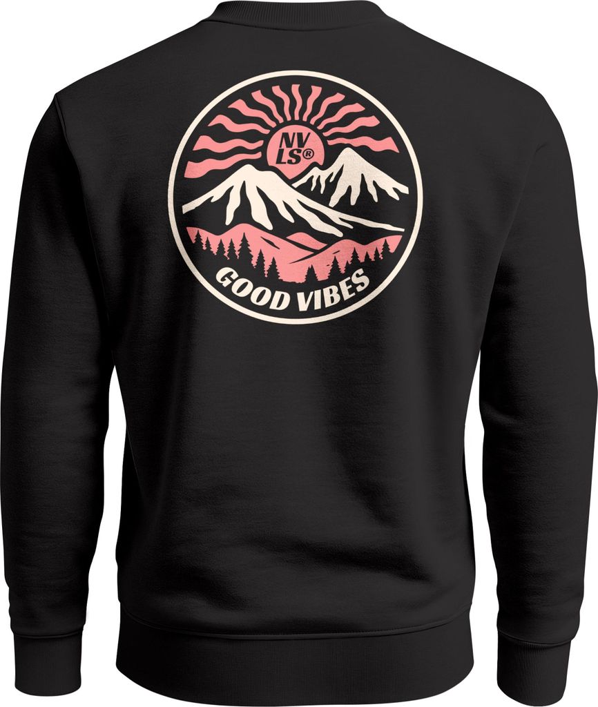Sweatshirt Herren Pullover Backprint Retro Circle Good Vibes Fashion Streetwear Grafik Print Neverless