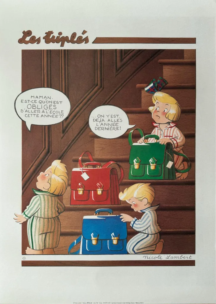 Poster Les Triplés Nicole Lambert 50x70cm idée cadeau déco nostalgique
