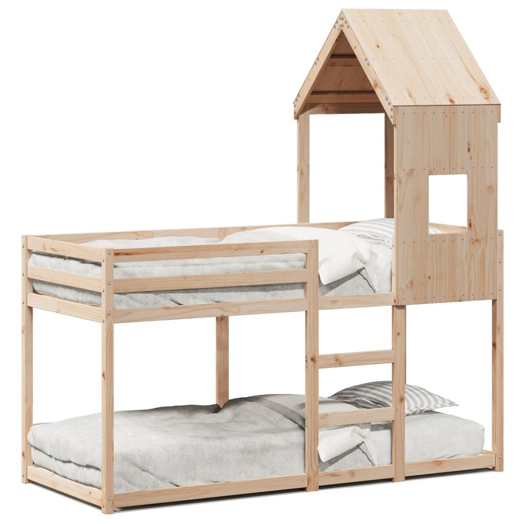 vidaXL Etagenbett mit Dach 80x200 cm Massivholz Kiefer