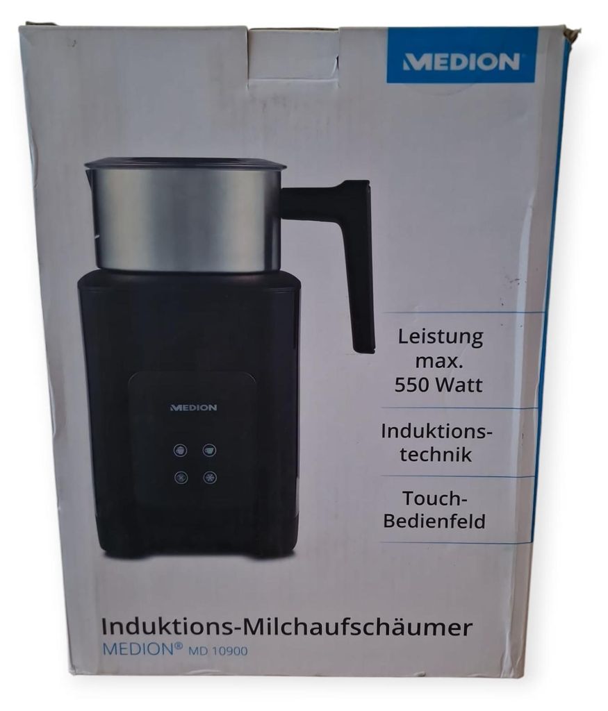 Medion MD 10900 Induktions-Milchaufschäumer Milchschaum Kaffee Edelstahl