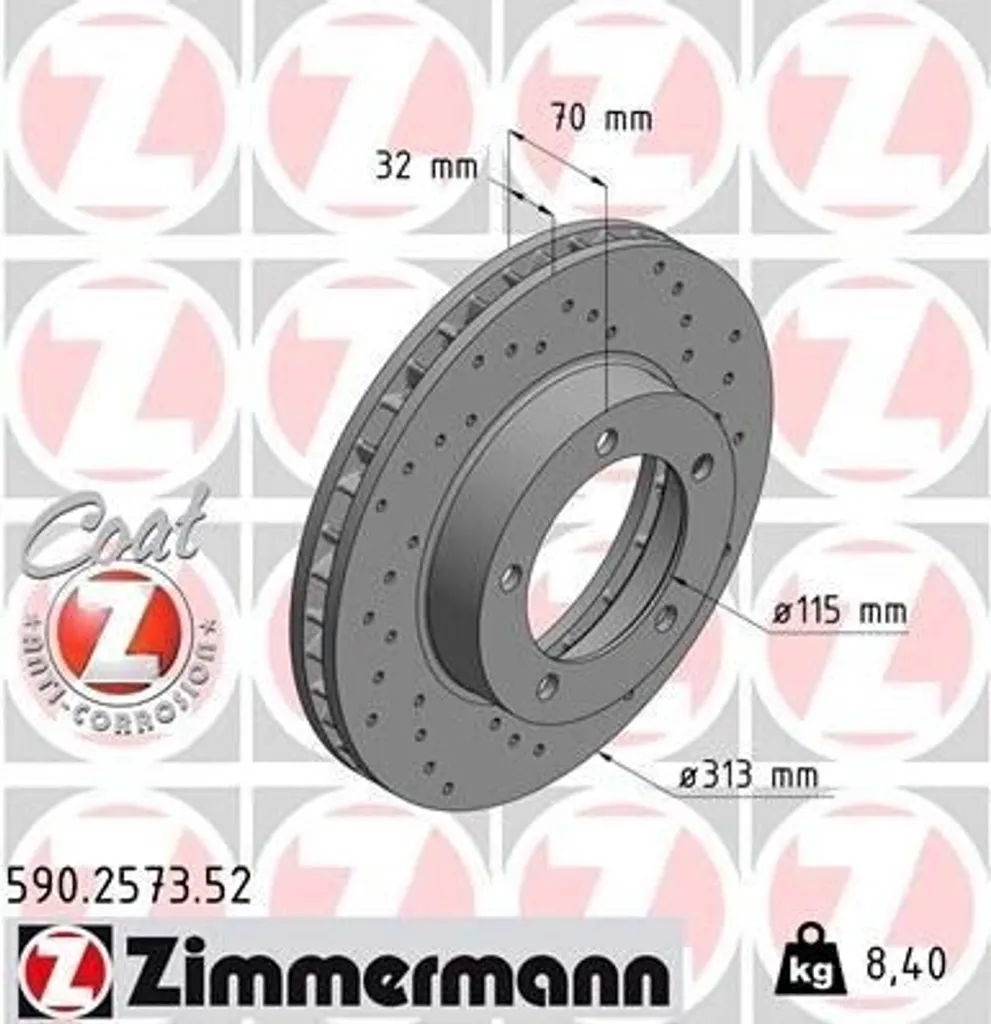 Disque de frein haute teneur en carbone Zimmermann 590.2573.52 LX