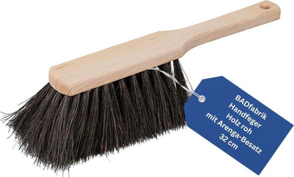 BADfabrik24 Handfeger, Holz, 32 cm, roh, Arenga-Bestückung
