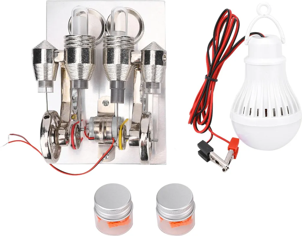Motore Stirling, motore pratico a LED semplice per le dimostrazioni dell'insegnante Oggetti di scena per l'apprendimento fisico/meccanico