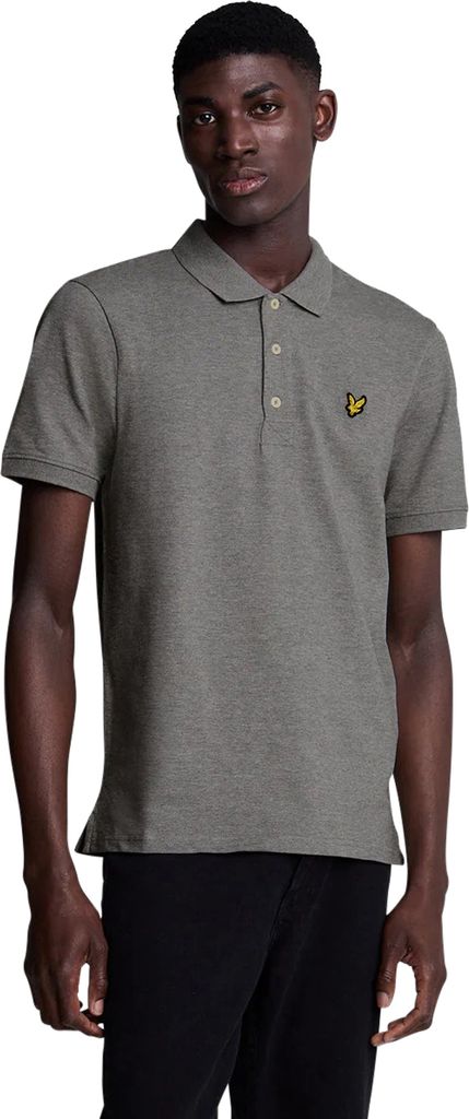 Lyle & Scott graues Polo Slim Fit melierte Baumwolle