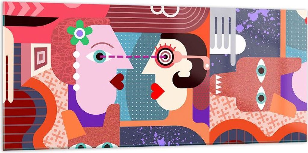 Bilder auf glas - Abstraktion modern - 120x50cm - Glasbilder - Wandbilder - Kunstdruck - zum Aufhängen bereit - Wanddekoration aus Glas - Glas Bil...