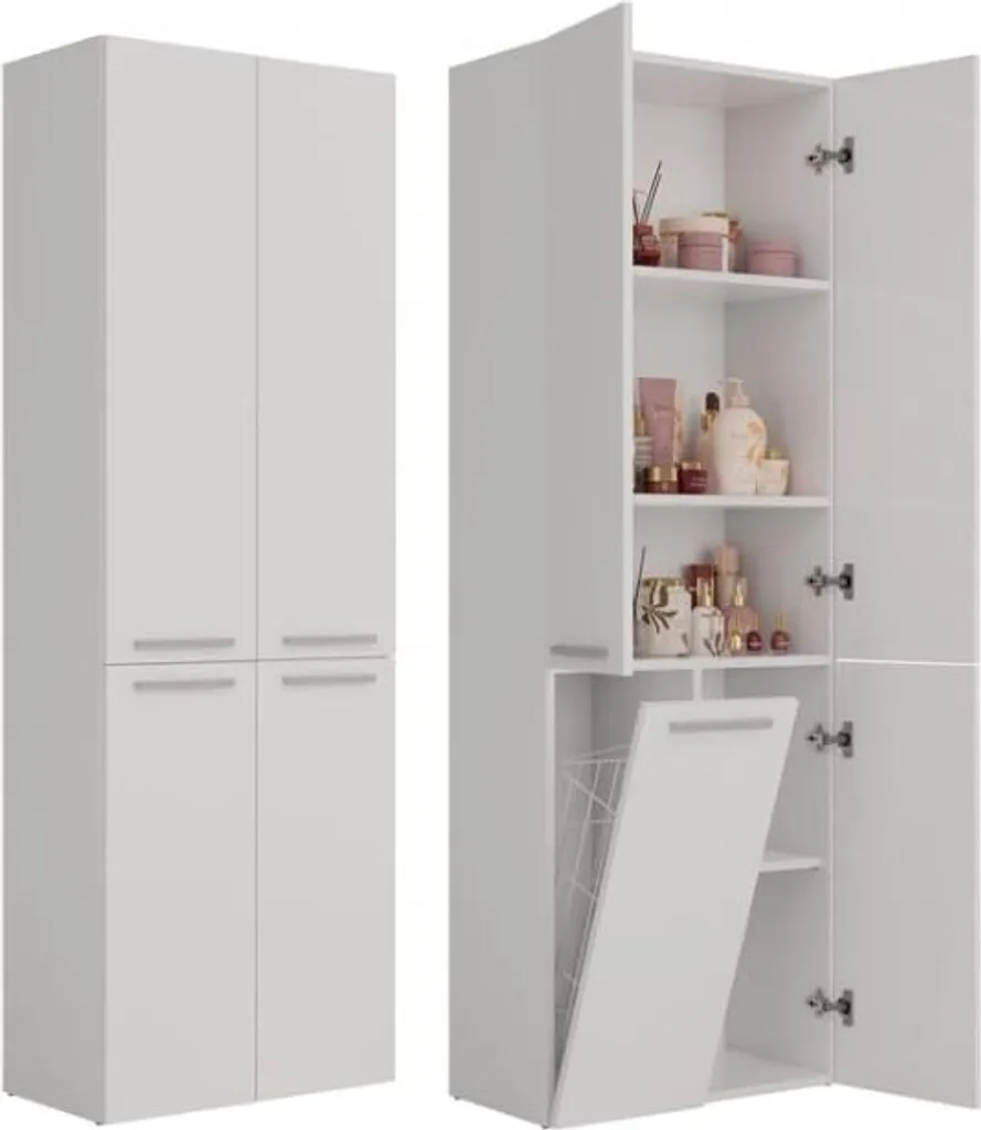 Meuble salle de bain 4 portes : fini le désordre avec le bac à linge