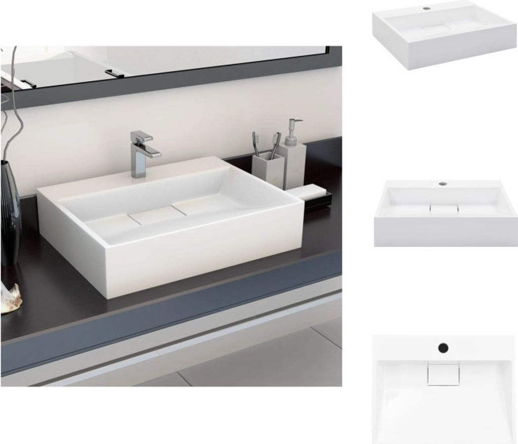 vidaXL Waschbecken 50 x 38 x 13 cm Mineralguss/Marmorguss Produktbild 