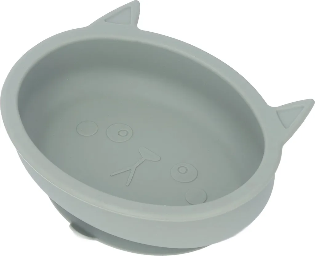 Ciotola per Ragazzi e Bambini Gatto in Silicone Verde con Ventosa