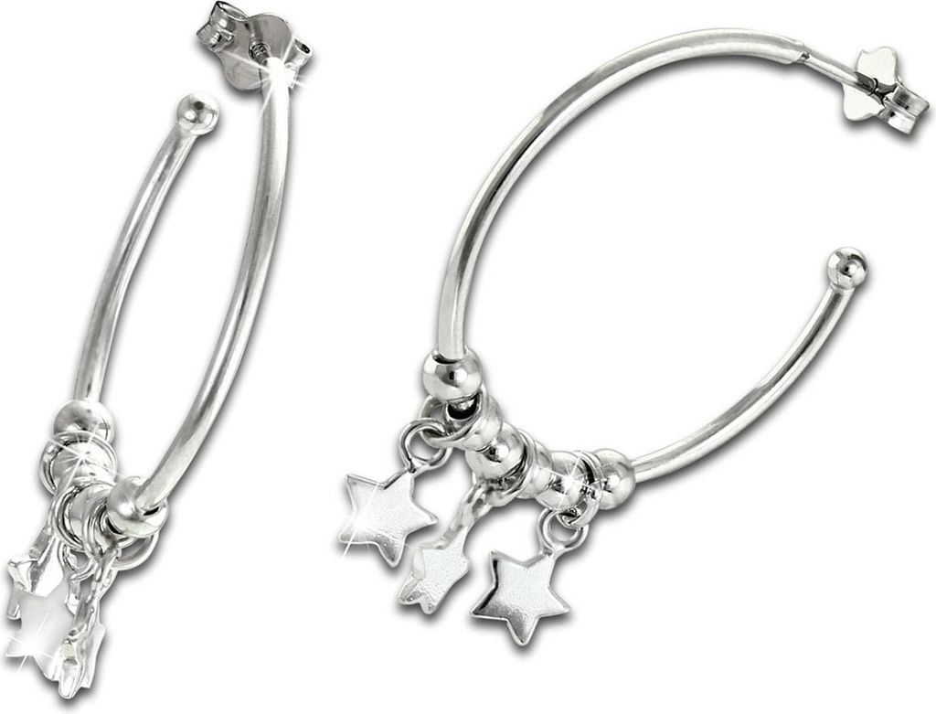 SilberDream Ohrringe Sterne Damen 925 Silber Creolen ECHT-Schmuck SDO6702J