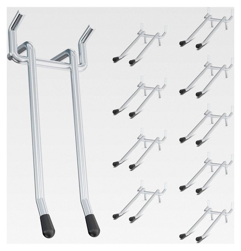 Doppelarm-Stecktafel-Haken, 10,2 cm, 10 Stück, geeignet für 0,6 cm Stecktafeln, Haken für Garagenorganisation und Wandaufbewahrung, robuster Wer...