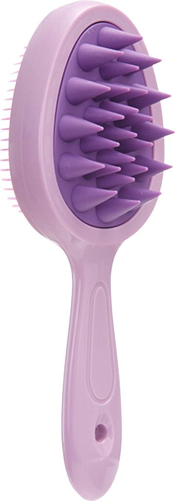 Doppelseitige gezahnte Shampoobürste, langer Griff, Kopfhautmassage, tragbarer Entwirrungskamm für nasses und trockenes Haar, Haarreinigungswerkz...