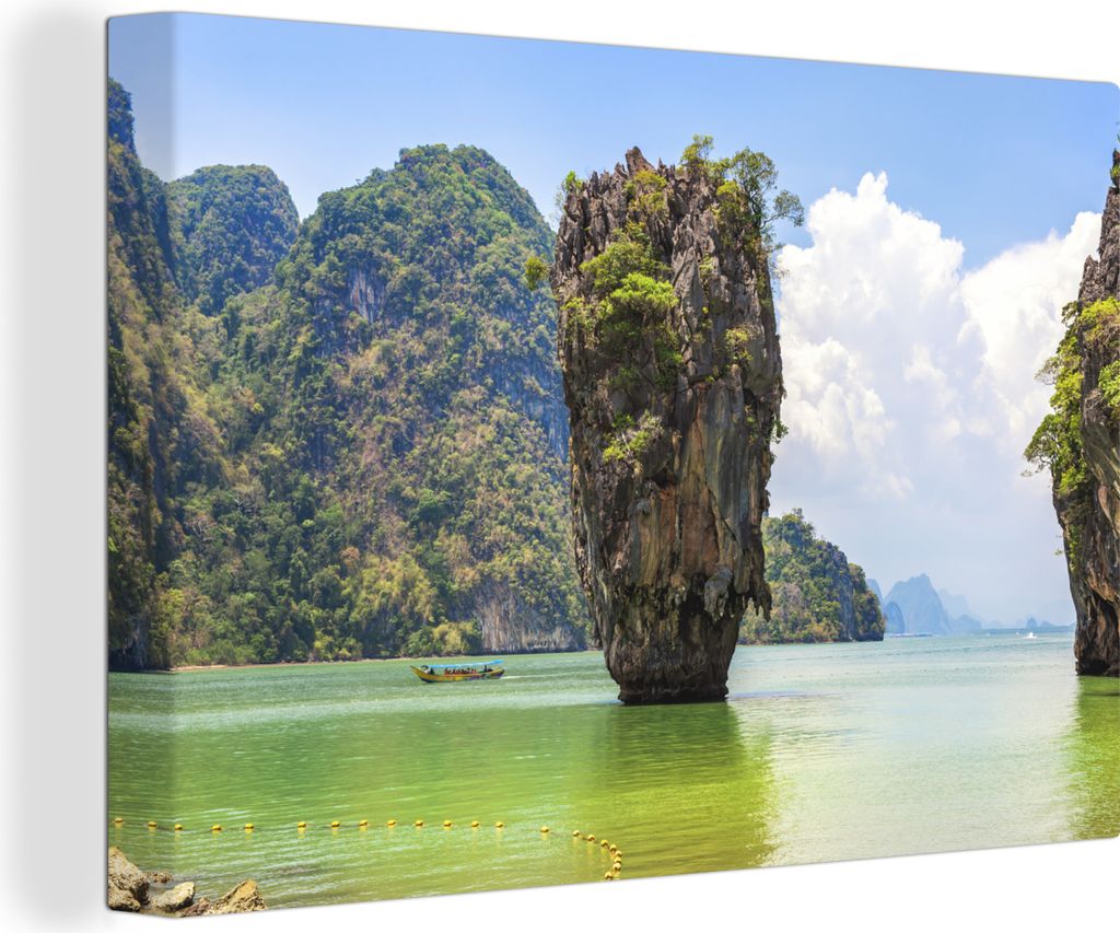 OneMillionCanvasses - Leinwandbilder - 140x90 cm, Der Felsen Khao Tapu in der Bucht von Phang Nga, Thailand, Wandbilder Kunstdruck Wanddekoration...