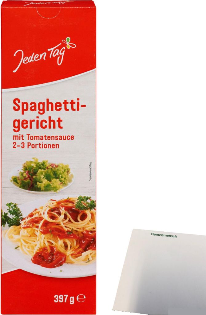 Jeden Tag Spaghetti mit Tomatensauce (397g Packung) + uay Block