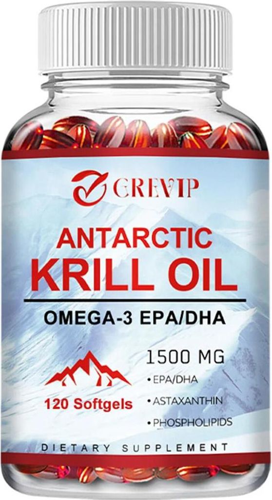 Antarctic Krill Oil 1500mg (120 Kapseln) Nahrungsergänzungsmittel, Gelenke, Gehirn, Herz, Blutdruck, Immunsystem