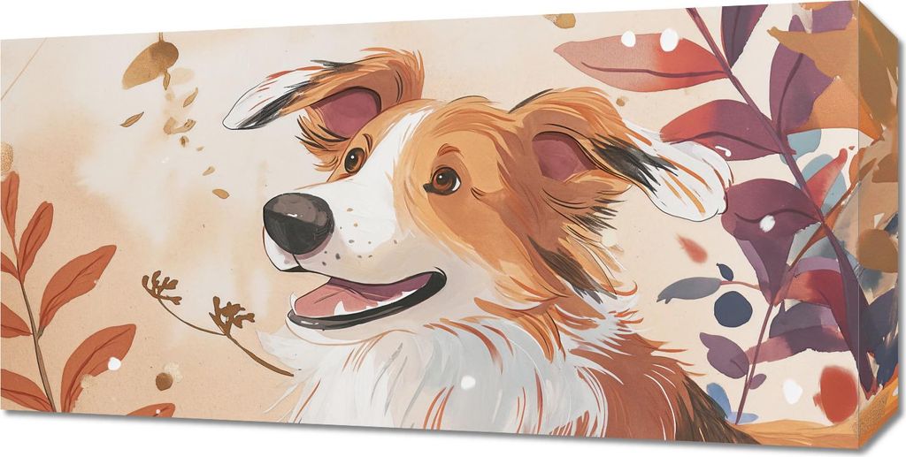 Bild 60x30cm Collie im Herbst